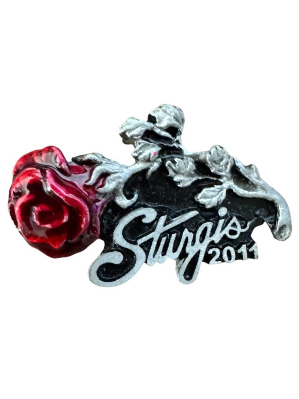Sturgis 2011 Rose-Themed Metal Lapel Pin